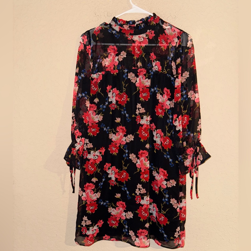 Express Black and Red Long Sleeve Mock Neck Dress NWOT